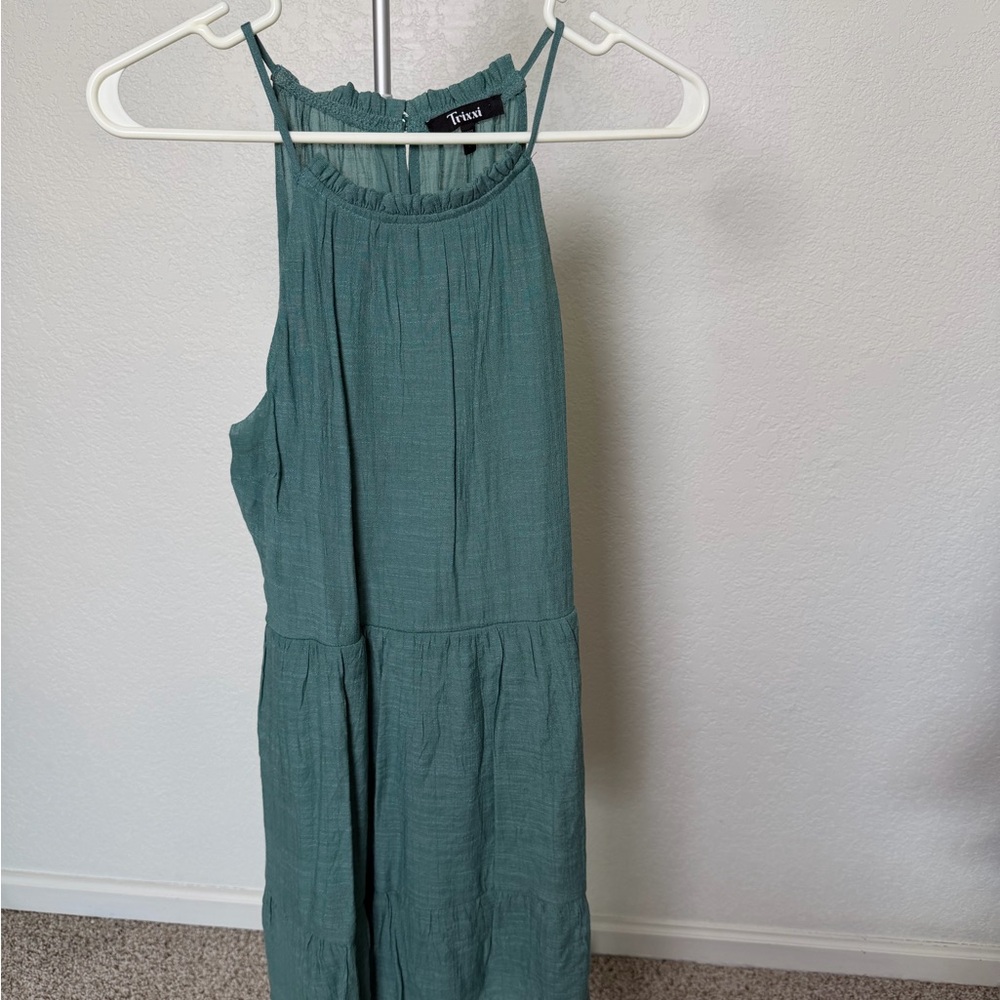 Trixxi Teal Tiered Sleeveless Mini Dress